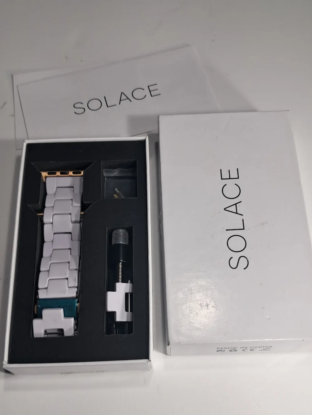 Solace Perma Band for Apple Smart Watch Band- white w rose hardware